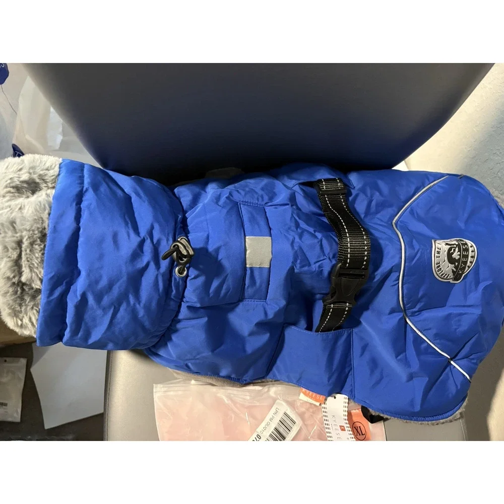 Kyeese Waterproof Dog Coat Windproof Turtleneck Fleece Lined Blue Sz XL NWT